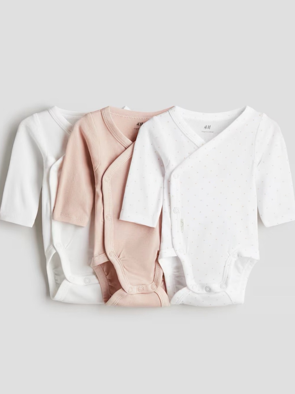 3-Pack Long-Sleeves Bodysuits and Leggings - Dusty Pink/White/Dotted